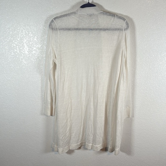 Talbots White Linen Long Line 3/4 Sleeve Cardigan Size Large - Picture 5 of 7